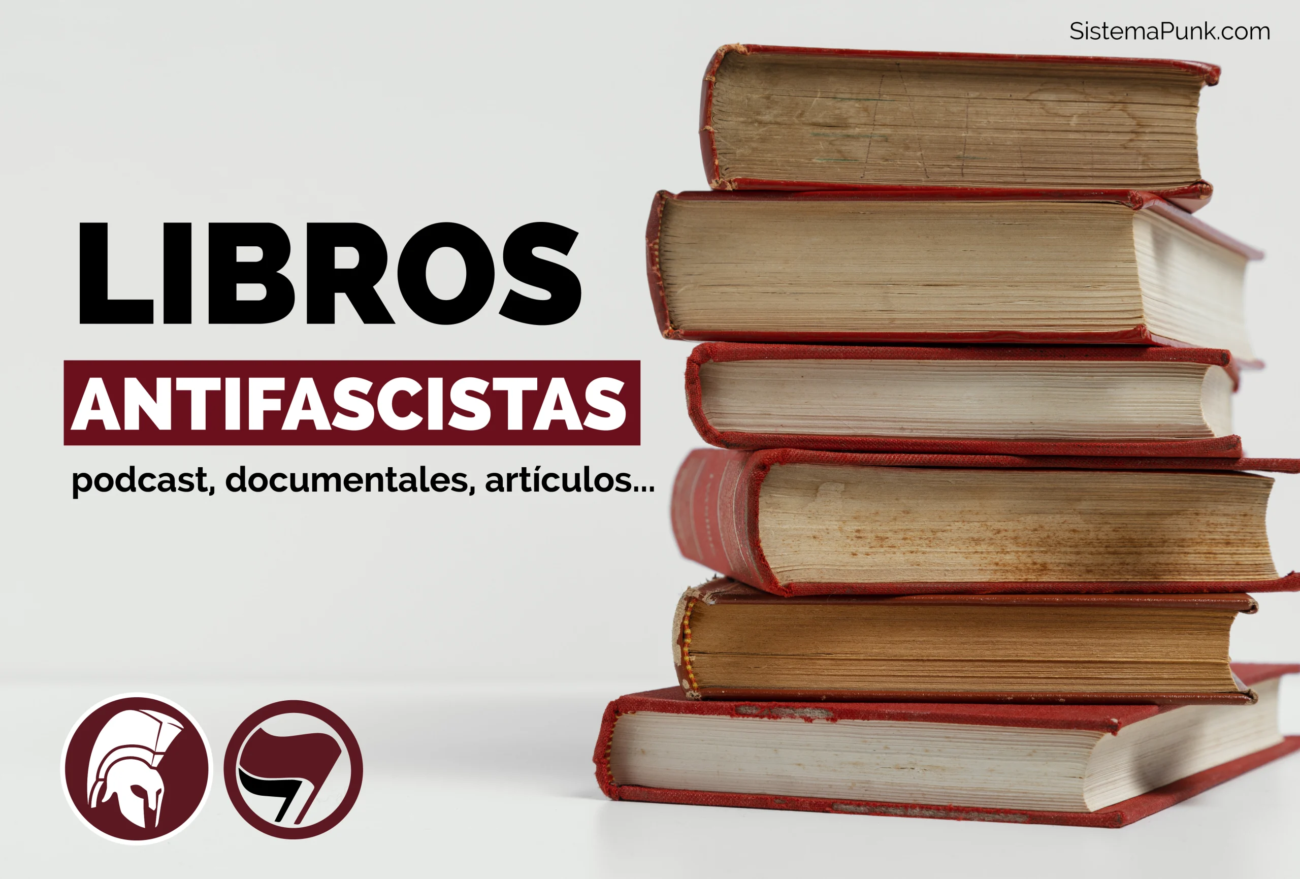 Libros antifascistas. Podcast, artículos, documentales... Imagen de fondo de Freepik.