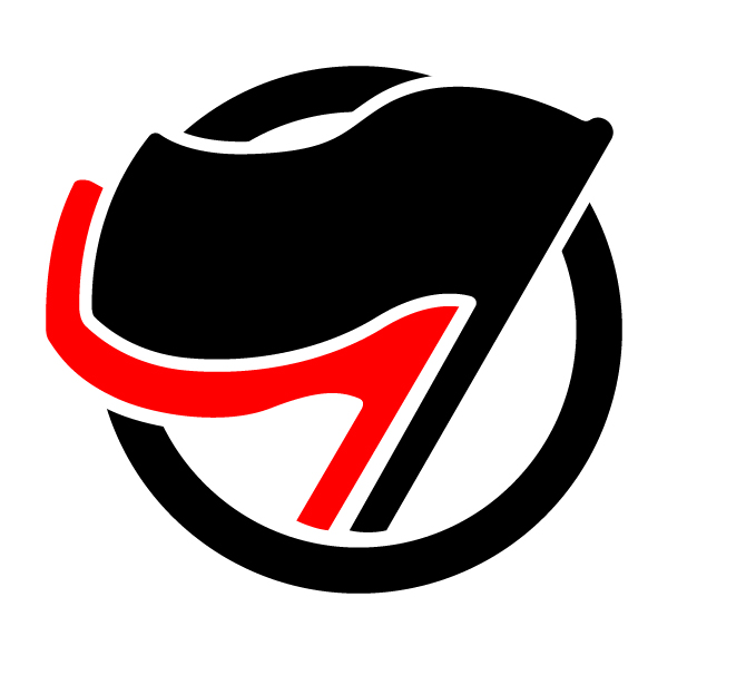 Logo antifascista, banderas negra y roja