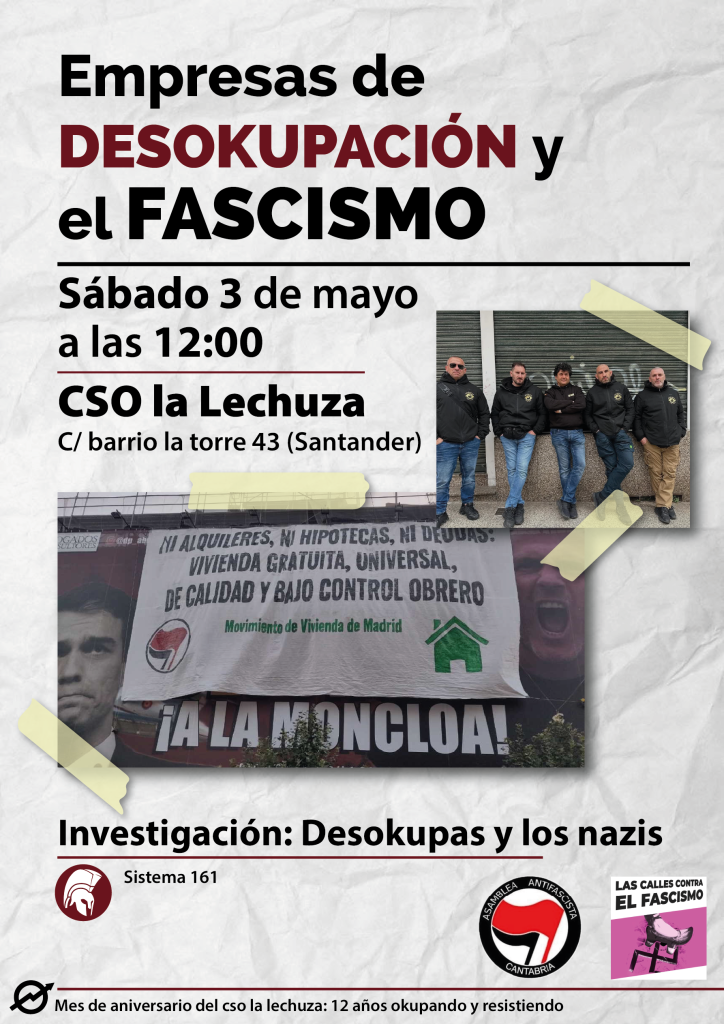 Charla en Cantabria en mayo de 2025.Sobre las empresas de desokupación y el fascismo. 