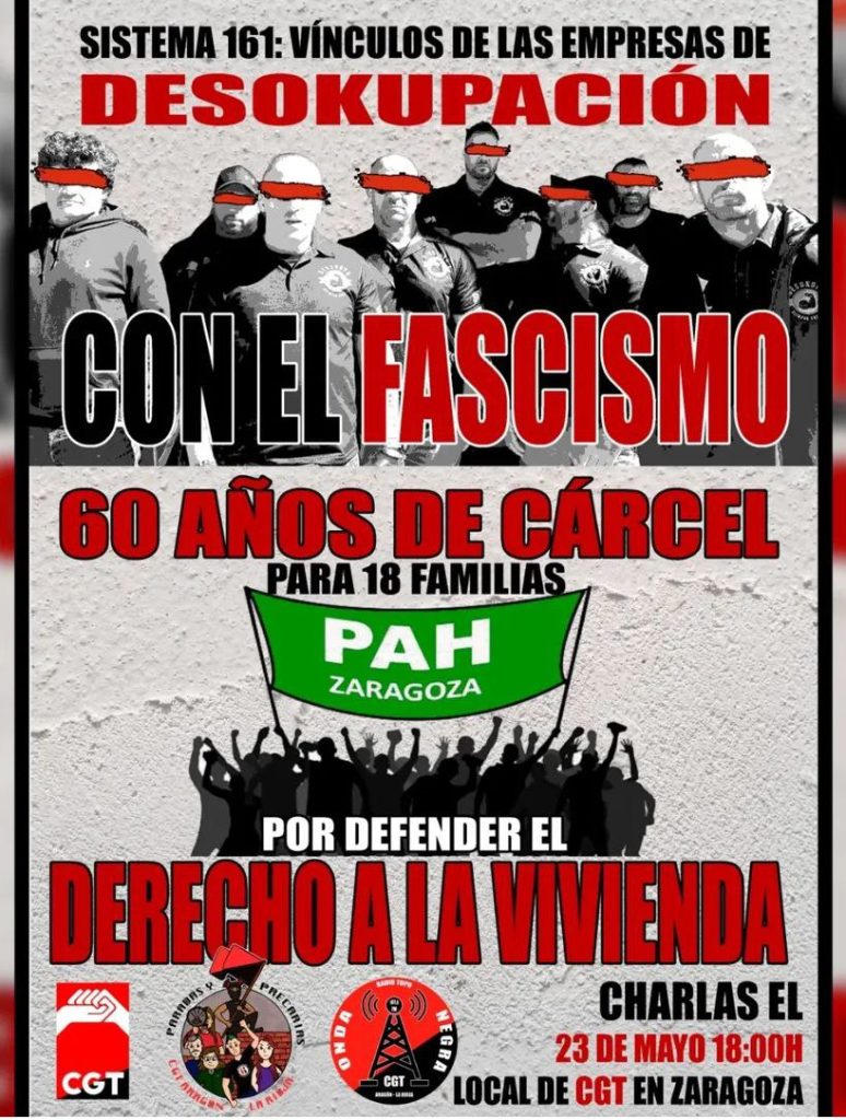 Charla en Zaragoza mayo de 2025. Sobre vínculos de las empresas de desokupación con el fascismo. 