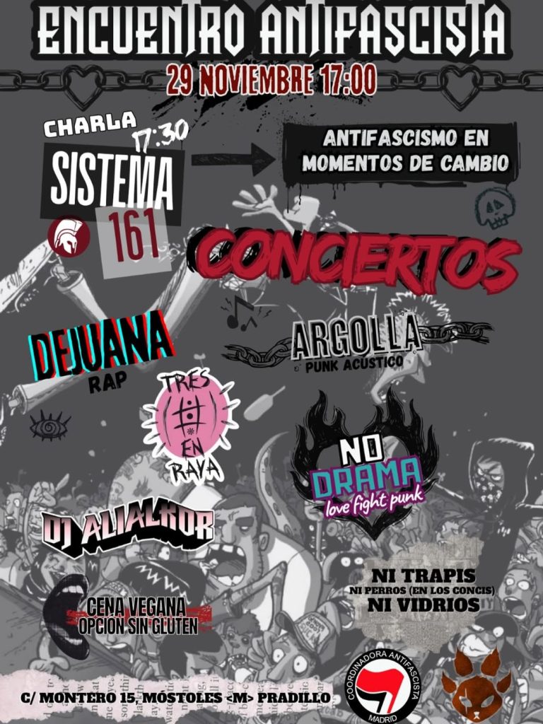 Encuentro antifascista en Móstoles realizado en noviembre de 2025