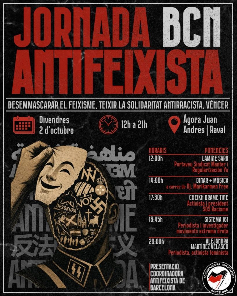 Jornadas antifascistas en Barcelona en octubre de 2026.